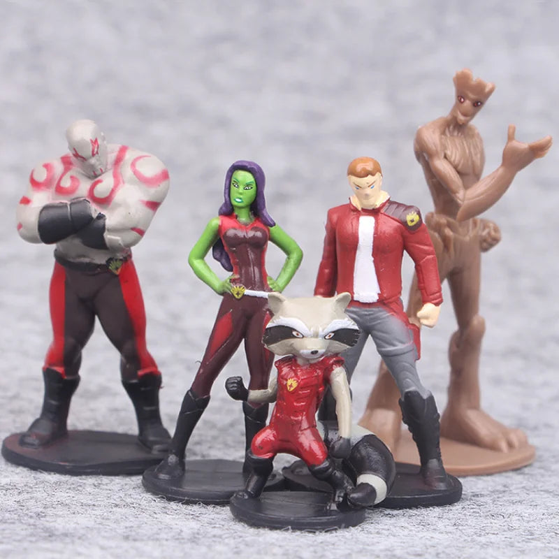 12pcs Marvel Guardians of The Galaxy Star Lord Groot Gamora Rocket Raccoon Drax Action Figure Toys PVC Model Doll Birthday Gift