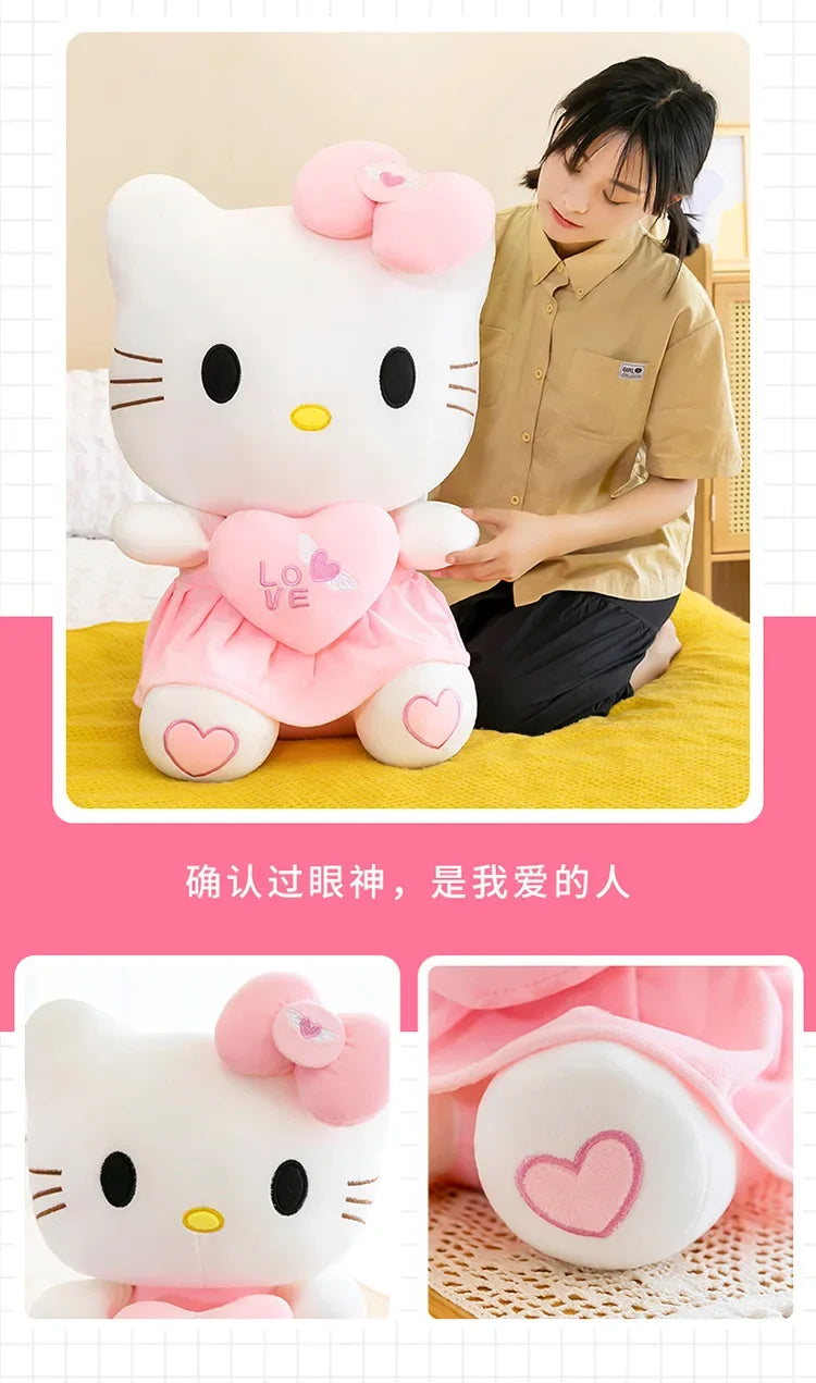 23cm Sanrio KT Cat Plush Toys Pillow Kawaii Anime KT Cat Plush Doll Soft Stuffed Cartoon Cute Pink Doll Birthday Gift For Girls