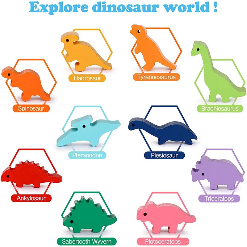 Wooden Balance Blocks Toys For Children Animal Dinosaur Building Stacking High Board Games Wood Montessori Toy Boys Kids Gift