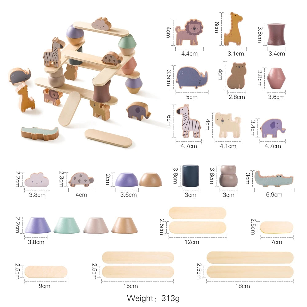 Children's Montessori Toys Wooden Building Blocks Shape Matching Toys Kids Educational Wooden Box Puzzle Toys Stacking Game