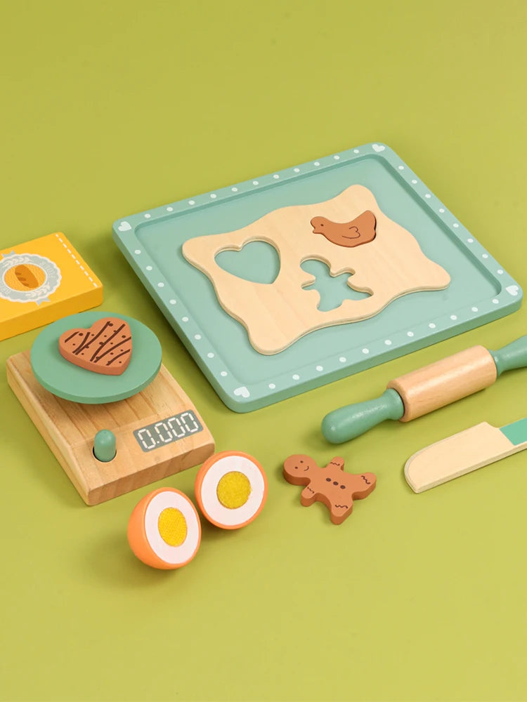 Children Play House Simulation Teapot Girl Tea Kitchen toys, wooden cake kindergarten birthday present