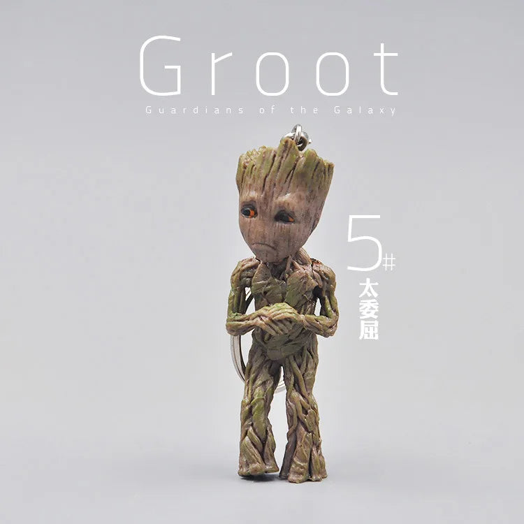 Groot Anime figure keychain Guardians of the galaxy small tree man pendant Groot doll keyring Gifts kids Toys