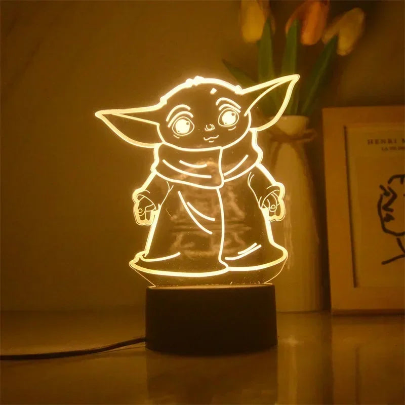 Anime Star Wars 3D Night Light – Cute Baby Yoda LED Action Figure Table Lamp, Cool Toys for Boys & Girls, Birthday Gifts