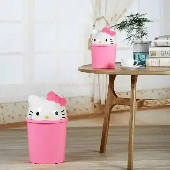 New Sanrio Hello Kitty Dustbin Trash Can Rubbish Bin Garbage Binsanrio Kawaii Trash Can Living Room Bedroom Toilet Paper Basket