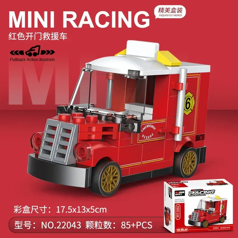 Racing Car Bus Engineering Vehicle Ambulance Pull Back Model Building Blocks Brick Toys Children Boys Compatible With Lego