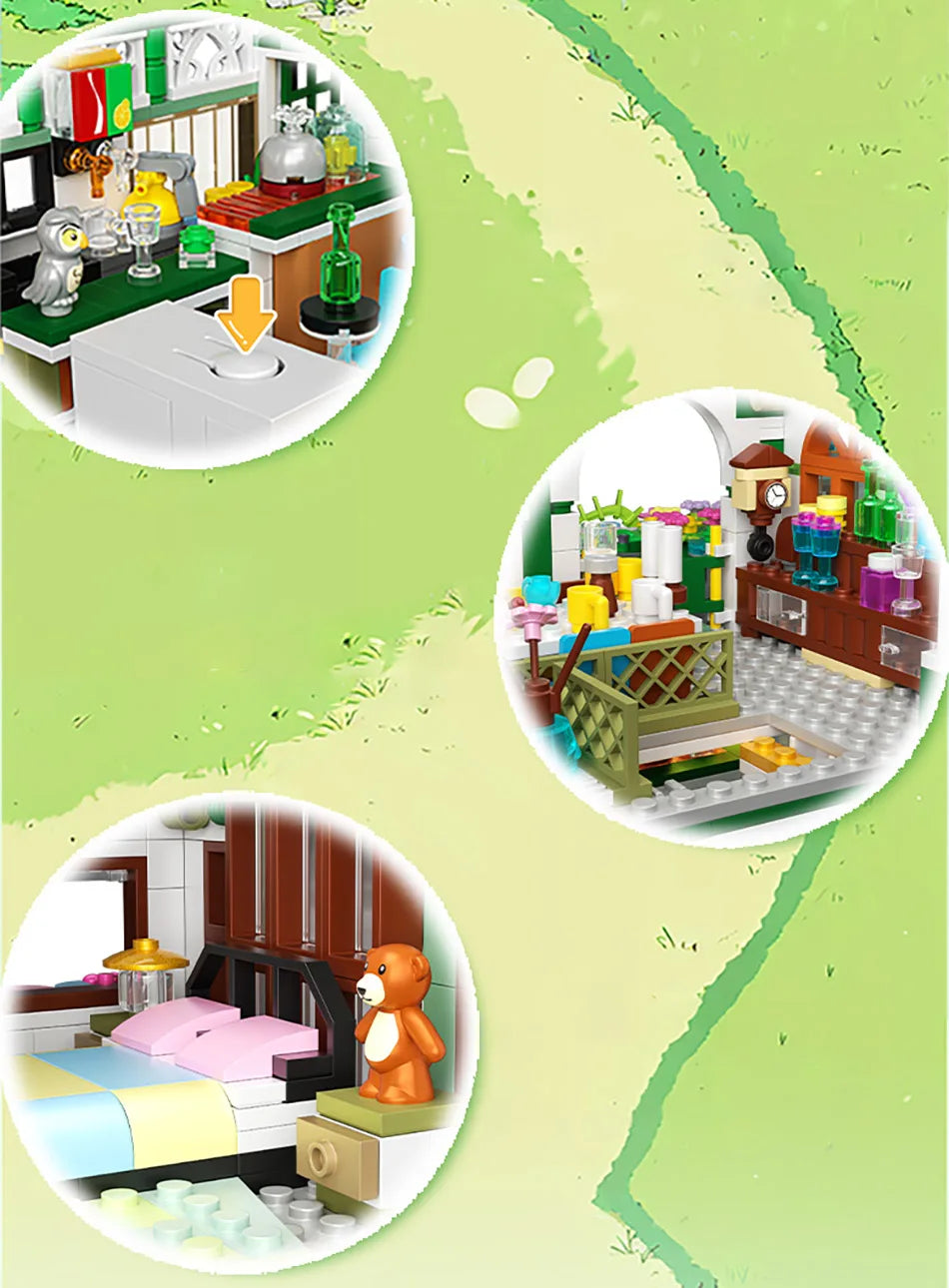 Creative Street View Wedding Salon Manor Garden House Coffee Shop Model Building Blocks City Architecture Mini Bricks Toys Gifts