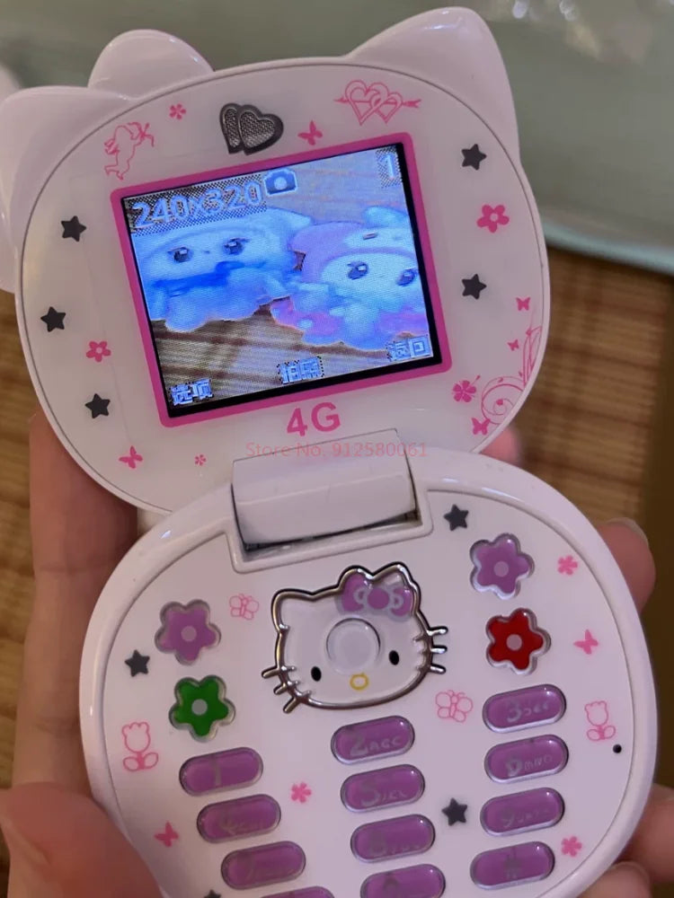 2024 Sanrio Hello Kitty Flip Phone Kawaii K688 Cartoon Kids Taiml Cute Mini Phone Birthday Fashion Girls Gifts Toys For Children