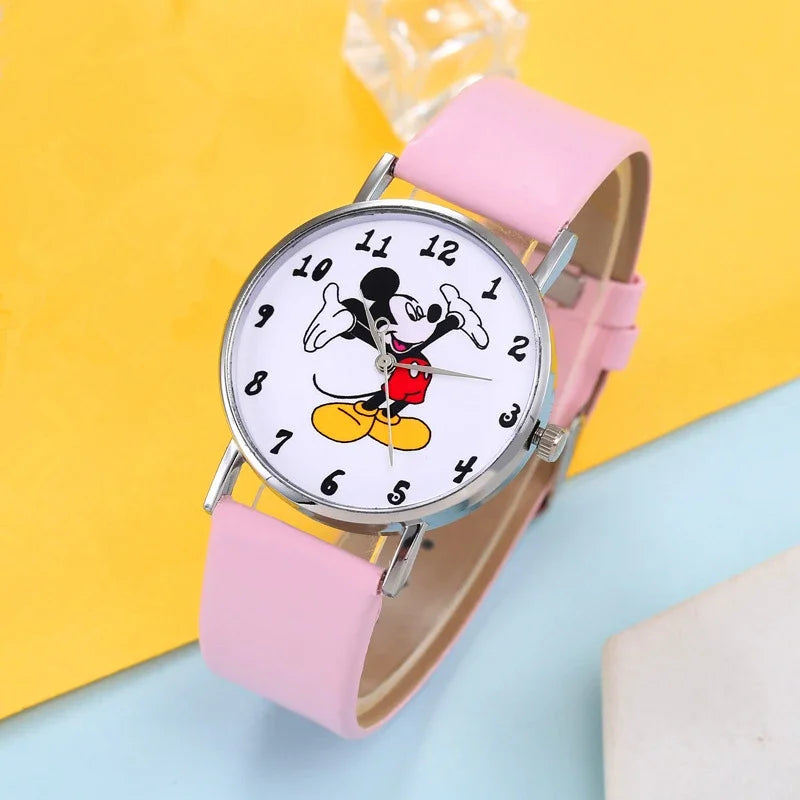 2024 Disney Mickey Mouse watch Minnie Mouse Anime Figure Children watch For Kids Boys Girls Cartoon watches Gifts Toys With Box