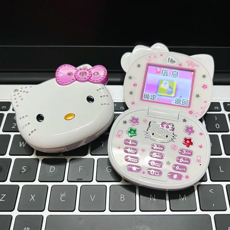 2024 Sanrio Hello Kitty Flip Phone Kawaii K688 Cartoon Kids Taiml Cute Mini Phone Birthday Fashion Girls Gifts Toys For Children