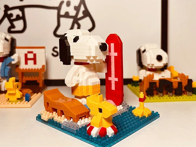 Snoopy Diamond Building Blocks Assembly Street View Model Character Scene Dog Mini Bricks Figure Toys For Christmas Gifts