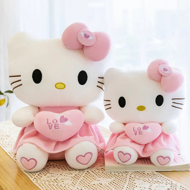 23cm Sanrio KT Cat Plush Toys Pillow Kawaii Anime KT Cat Plush Doll Soft Stuffed Cartoon Cute Pink Doll Birthday Gift For Girls
