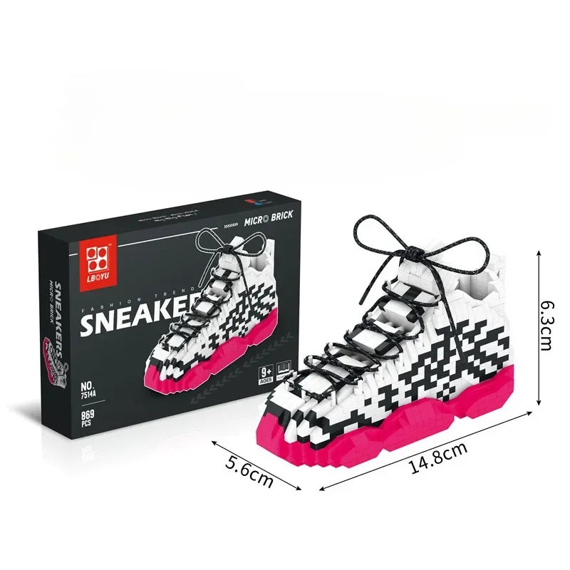 400Pcs Micro Building Block Trendy Shoe Model Youth Puzzle Assembly Toy Boys' Holiday Birthday Gift Compatible with LEGO