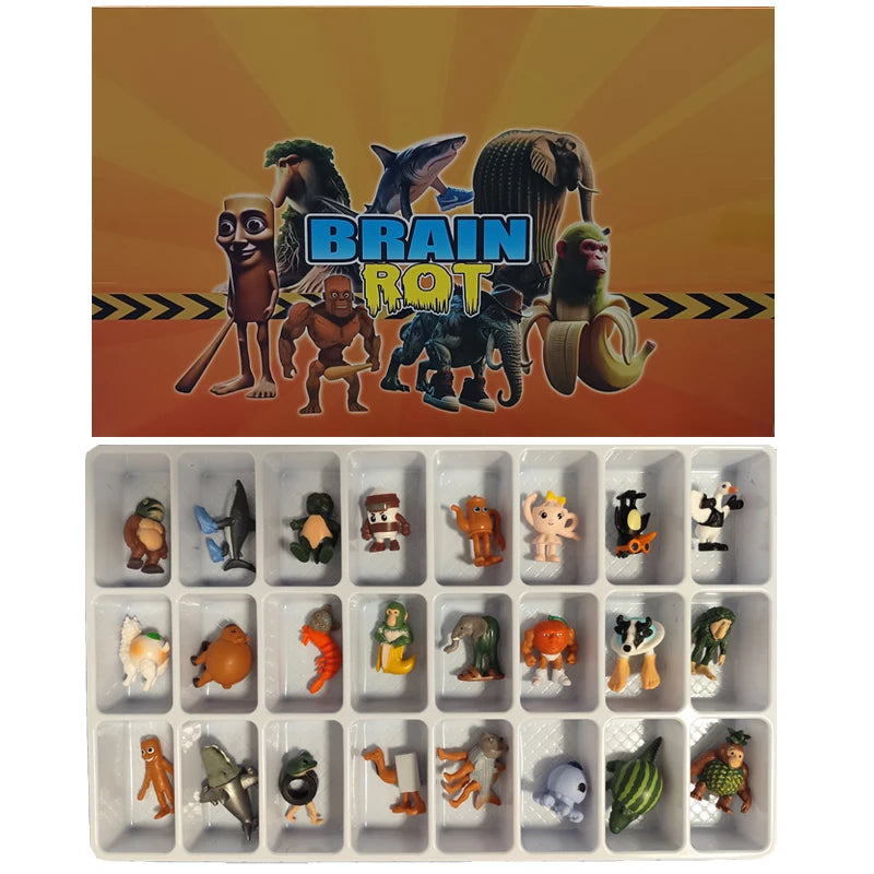 24Pcs Italian Brainrot Tung Tung Sahur Figures Doll Tralalero Tralala Bombardino Crocodilo Shimpanzini Bananini Model Toy Gift