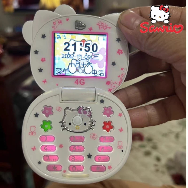 2024 Sanrio Hello Kitty Flip Phone Kawaii K688 Cartoon Kids Taiml Cute Mini Phone Birthday Fashion Girls Gifts Toys For Children