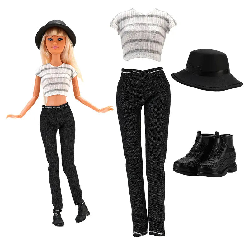 30cm Doll Clothes For Dolls Fashion Shirt+Pants Hat Shoes Coat Clothes For Girl Dolls Boy Children's Gift Doll House Accessories