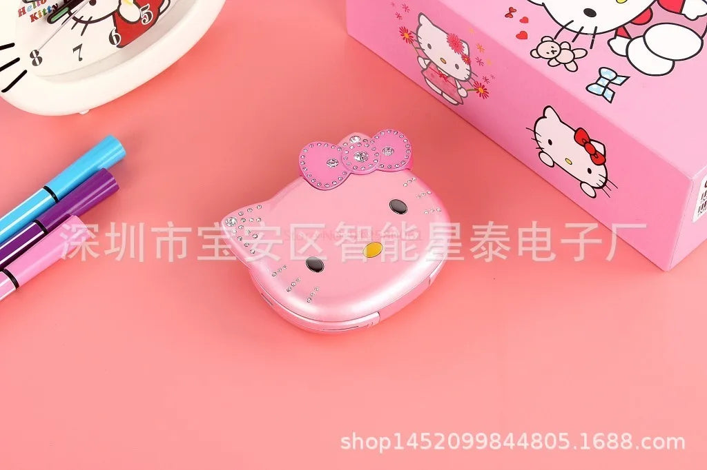 2024 Sanrio Hello Kitty Flip Phone Kawaii K688 Cartoon Kids Taiml Cute Mini Phone Birthday Fashion Girls Gifts Toys For Children