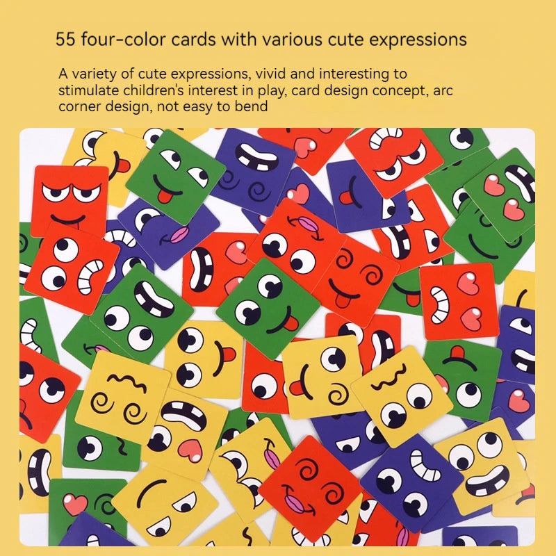 Face Changing Cube Building Blocks Fun Tabletop Parent-Child Board Game Early Education Wooden Puzzle Block Toys For Boys Girls