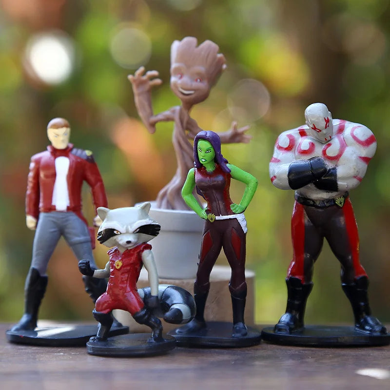 12pcs Marvel Guardians of The Galaxy Star Lord Groot Gamora Rocket Raccoon Drax Action Figure Toys PVC Model Doll Birthday Gift