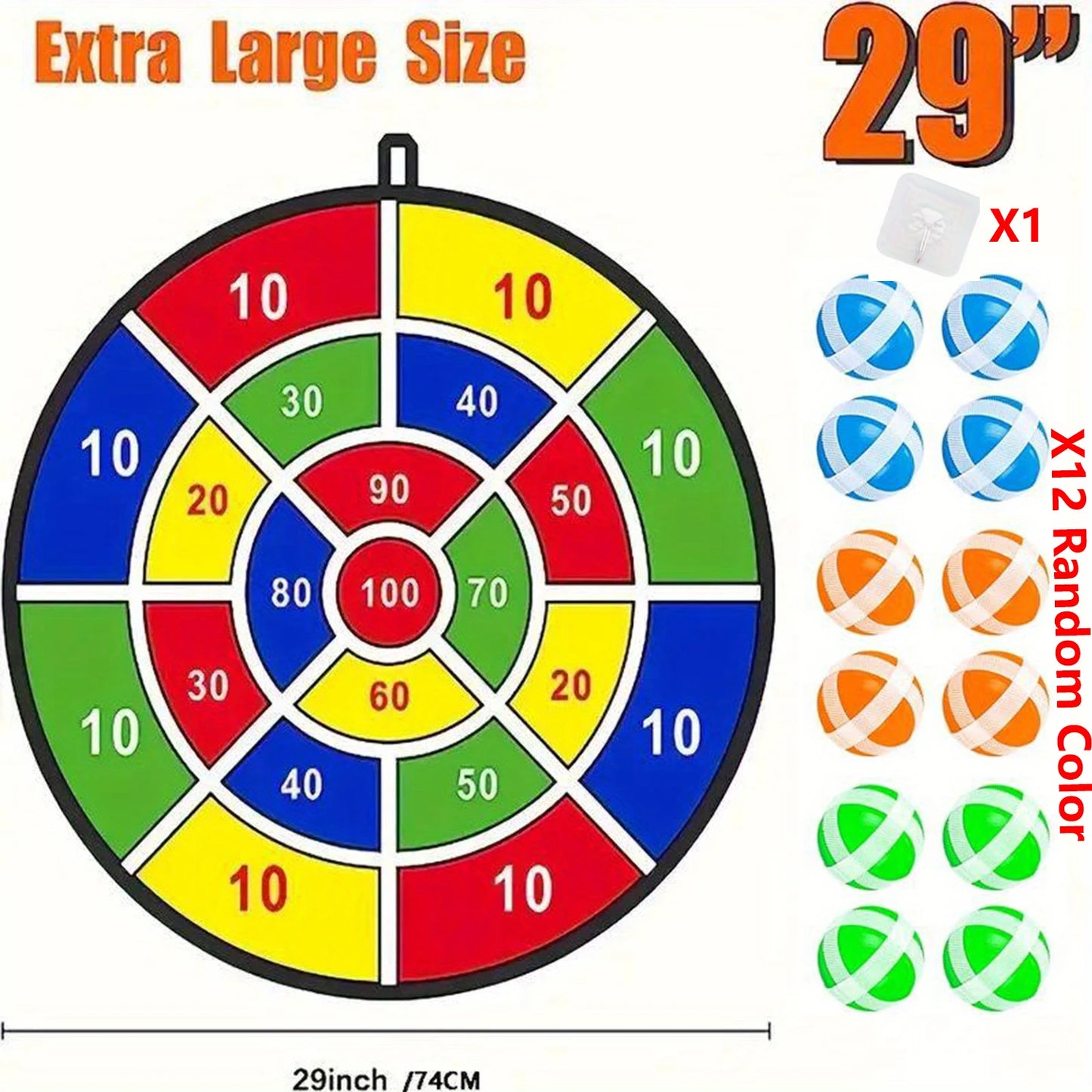 29 inchs Kids Dart Board Game Set with Stick Balls Indoor Outdoor Fun Party Game Toys for Birthday Christmas Halloween Gift