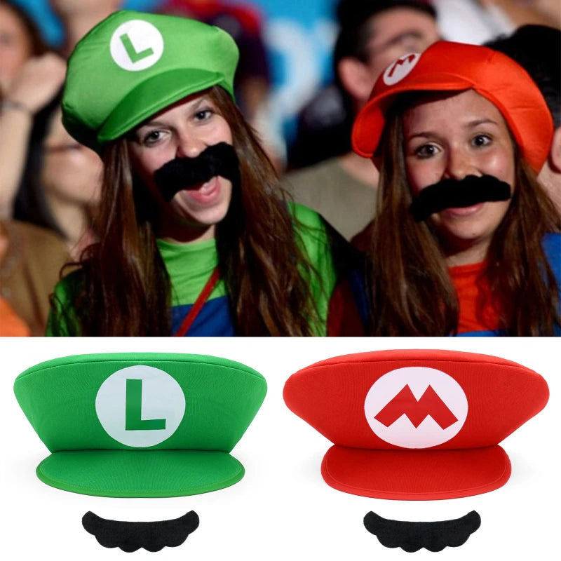 Super Mario Brothers Mario Child Hat and Mustache for Cosplay Costume
