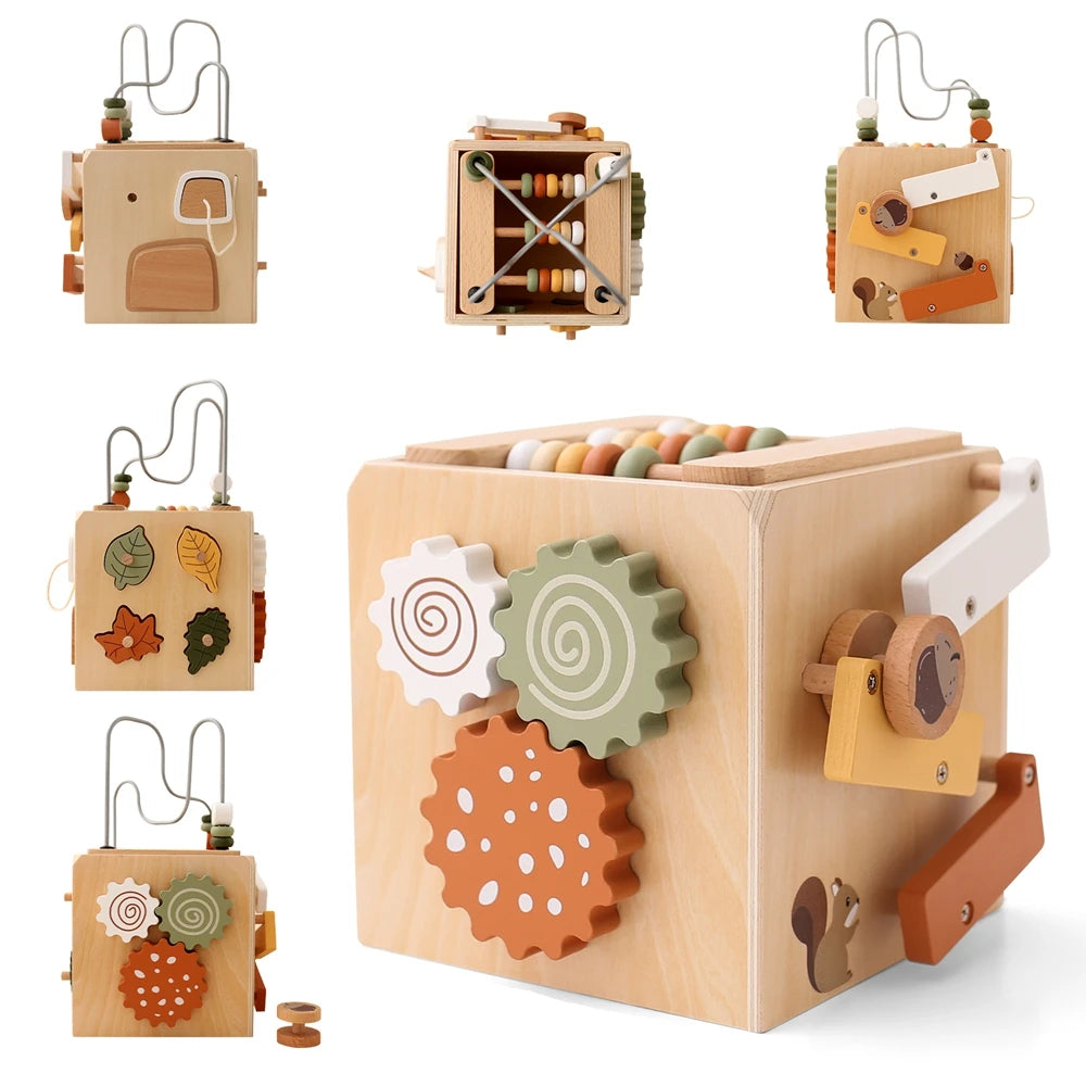 Children's Montessori Toys Wooden Building Blocks Shape Matching Toys Kids Educational Wooden Box Puzzle Toys Stacking Game