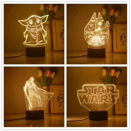 Anime Star Wars 3D Night Light – Cute Baby Yoda LED Action Figure Table Lamp, Cool Toys for Boys & Girls, Birthday Gifts