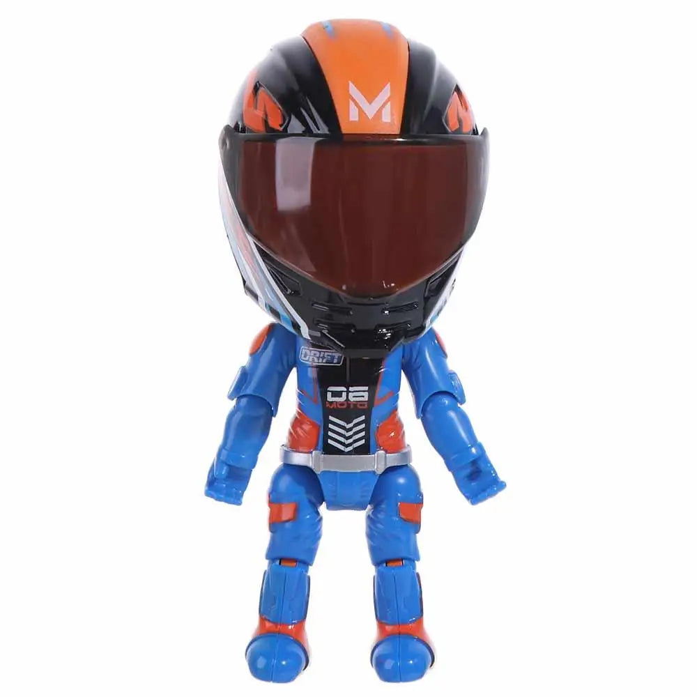 Deformation Helmet Simulated Motorcycle Rider Doll Movable Limbs Flexible Transform Motorcycle Toy Alloy Action Figure
