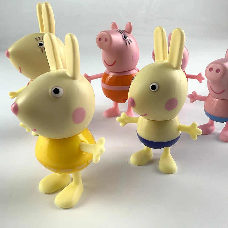Hasbro 6-7cm Peppa Pig Toy George, pig Mummy Miss Rabbit,Mother Rabbit,Brother Action Figure Family Toys Anime Kids Gift Toy