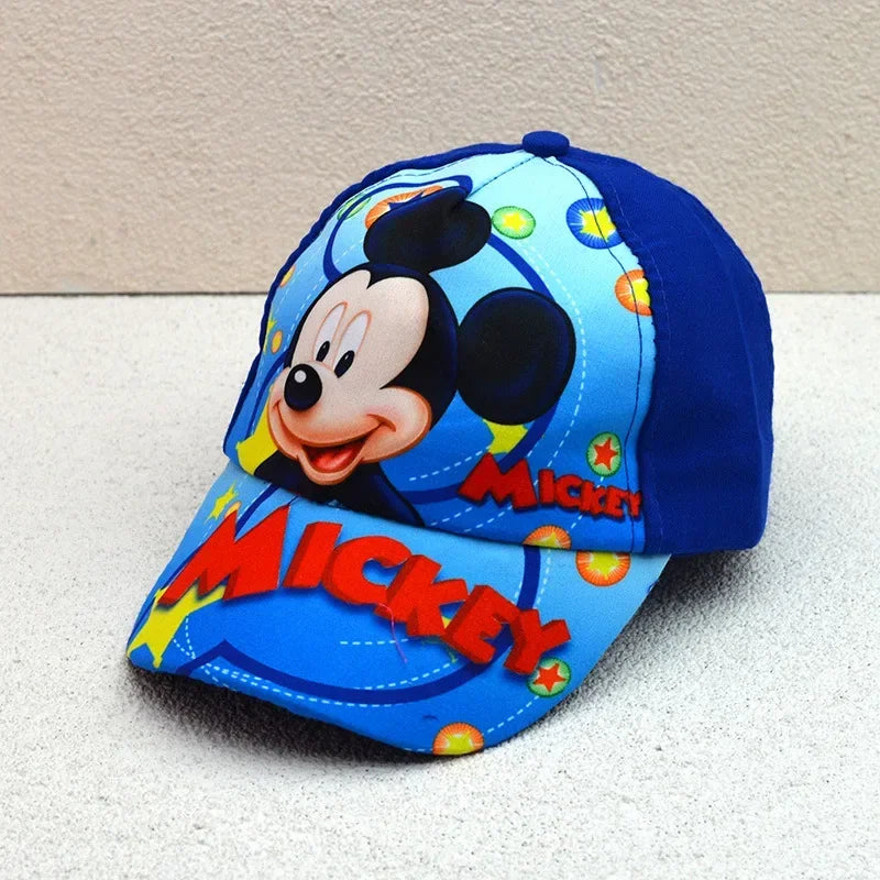 New Disney Anime Frozen Mickey Mouse Kids Brand Hat Boy Girl Travel Caps Spiderman Mickey Minnie Baby Caps Figure Gift Toys 2-8Y