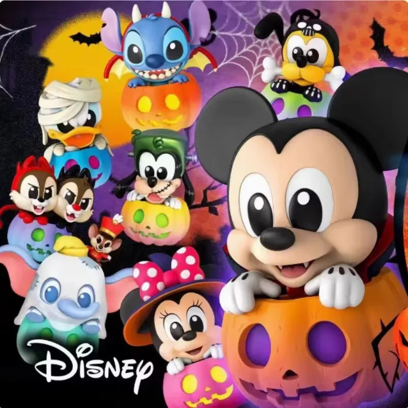 Disney Mickey Mouse And Friends Pumpkin Series Blind Box Cute Cartoon Stitch Mickey Figures Halloween Surprise Gifts For Kids