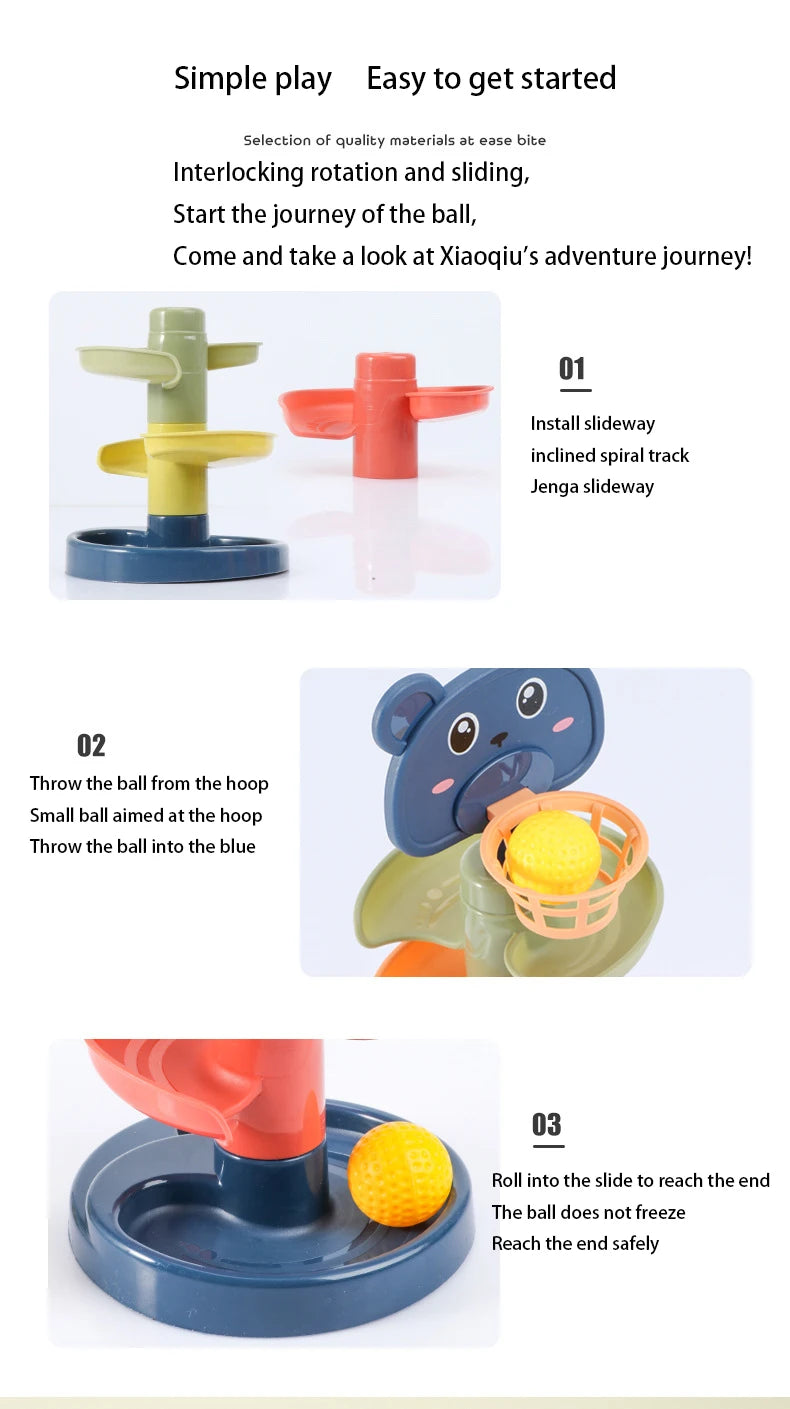 Montessori Baby Toys Rolling Ball Pile Tower Early Educational Toy For Babies Rotating Track Baby Gift Stacking Toy For Children