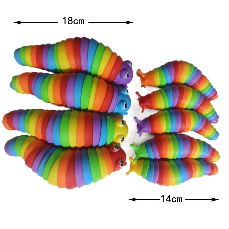 3D Slug Fidget Toy Colorful Slug Snail Toy Articulated Flexible All Ages Relief Anti-Anxiety Sensory Toys for Children