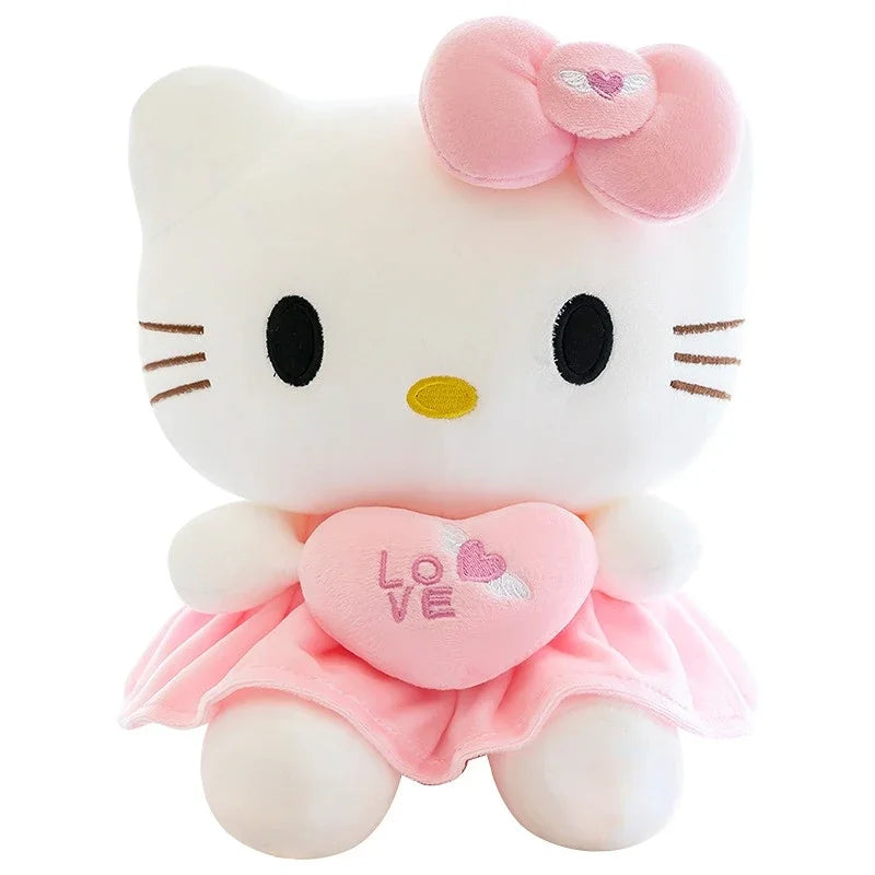 23cm Sanrio KT Cat Plush Toys Pillow Kawaii Anime KT Cat Plush Doll Soft Stuffed Cartoon Cute Pink Doll Birthday Gift For Girls