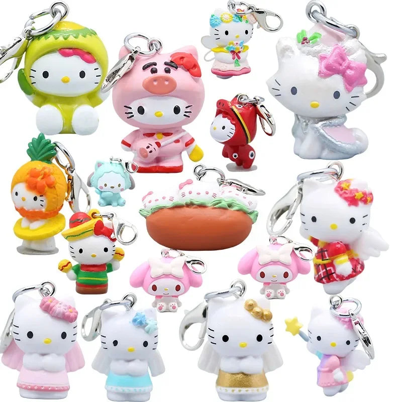 New Hello Kitty Kawaii Mini Doll Keychain Anime Kuromi Sanrios Decor Car Key Ring Pendant Creative Fashion Hanging Gifts Toys