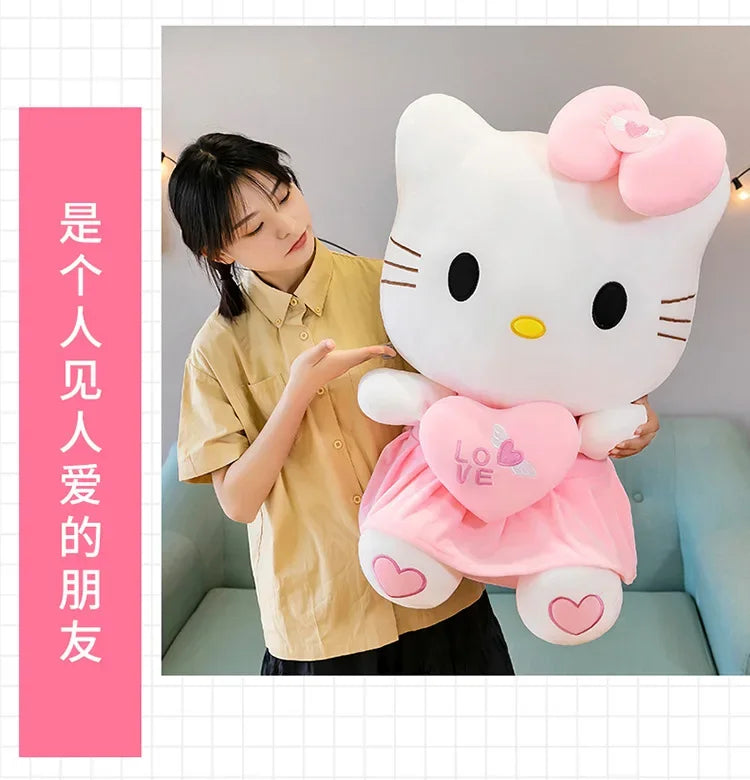 23cm Sanrio KT Cat Plush Toys Pillow Kawaii Anime KT Cat Plush Doll Soft Stuffed Cartoon Cute Pink Doll Birthday Gift For Girls