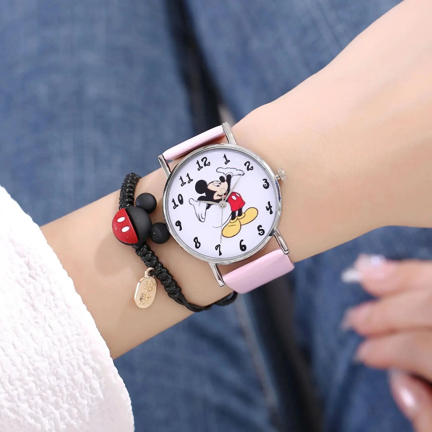 2024 Disney Mickey Mouse watch Minnie Mouse Anime Figure Children watch For Kids Boys Girls Cartoon watches Gifts Toys With Box