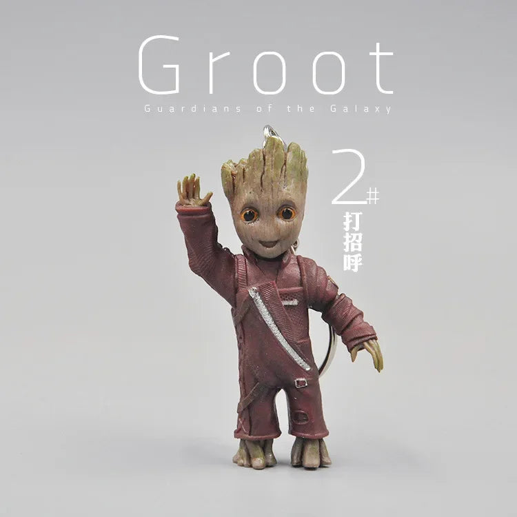 Groot Anime figure keychain Guardians of the galaxy small tree man pendant Groot doll keyring Gifts kids Toys