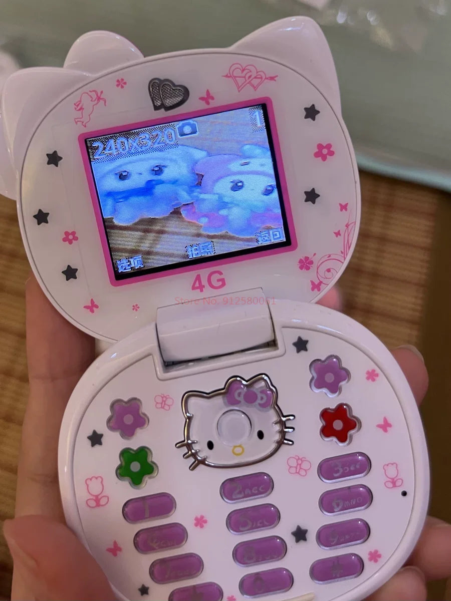 2024 Sanrio Hello Kitty Flip Phone Kawaii K688 Cartoon Kids Taiml Cute Mini Phone Birthday Fashion Girls Gifts Toys For Children