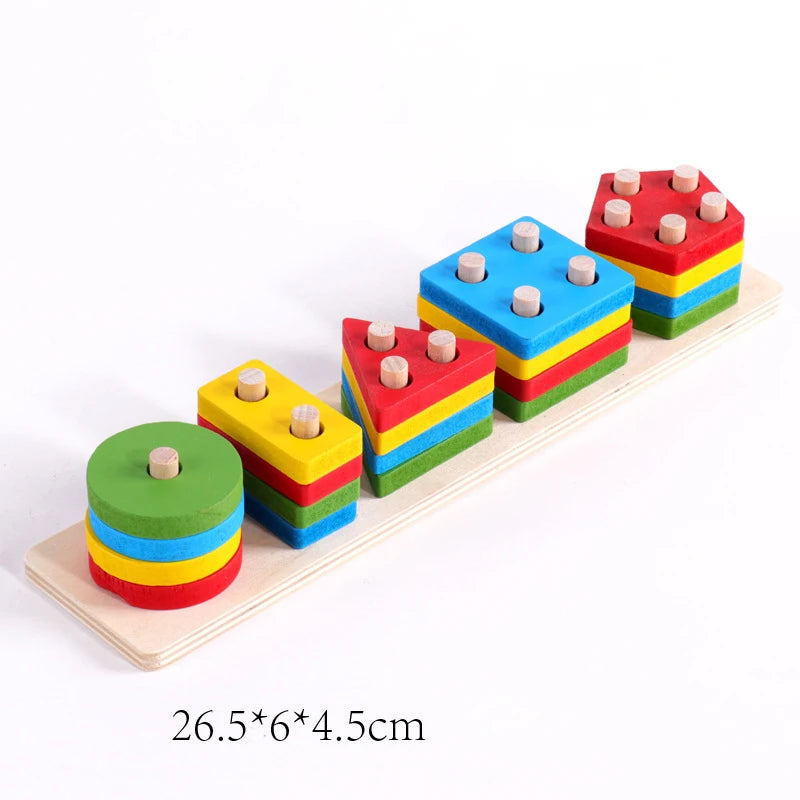 Montessori Baby Toys Wooden Peg Puzzles Hand Grab Boards Toys Tangram Jigsaw Cartoon Animals Fruits 3D Puzzles Educational Toys