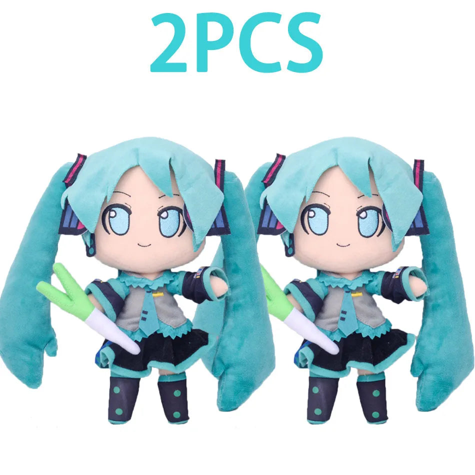 20-29cm Hatsune Miku Kawaii Q Version Fufu Figure Plush Doll Anime Peripheral Stuffed Toy Collection Model Ornament Toys Gifts