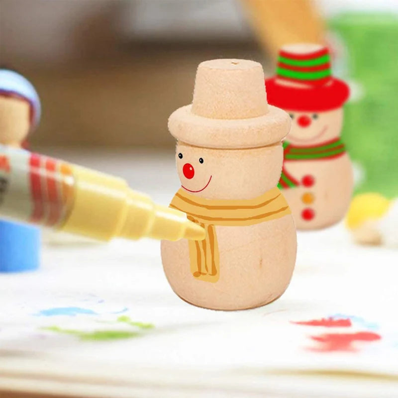 5PCS Christmas Peg Dolls Unpainted Montessori Wooden Educational Toys For Kids Party Favors Goodie Bags Stuffers Xmas Gift
