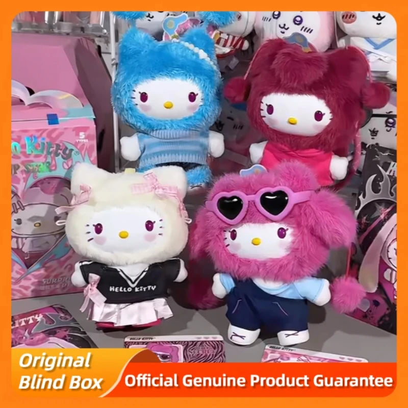 Genuine Hellokitty Pop Star Series Blind Box Trendy Toys Kawai Vinyl Plush Bag Pendant Collect Dolls Mystery Box Birthday Gift