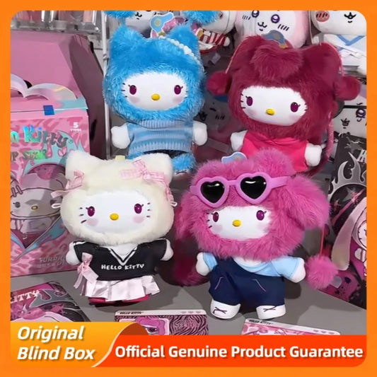 Genuine Hellokitty Pop Star Series Blind Box Trendy Toys Kawai Vinyl Plush Bag Pendant Collect Dolls Mystery Box Birthday Gift
