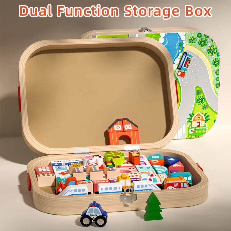 Kids Wooden Building Blocks Construction Building Sets City Building Blocks Stacking Blocks Educational Toys for Boys Girls