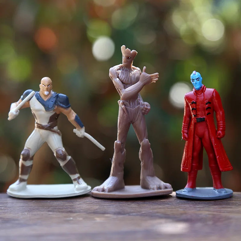 12pcs Marvel Guardians of The Galaxy Star Lord Groot Gamora Rocket Raccoon Drax Action Figure Toys PVC Model Doll Birthday Gift