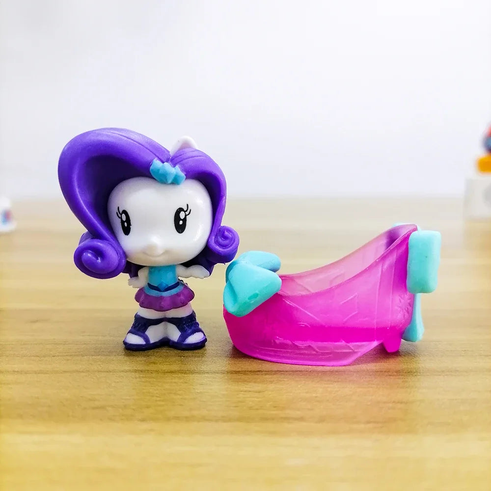 Hasbro My Little Pony Anime Figures Twilight Sparkle Fluttershy Pinkie Pie  Q-Version Doll Model Toy Ornaments Childern Gift