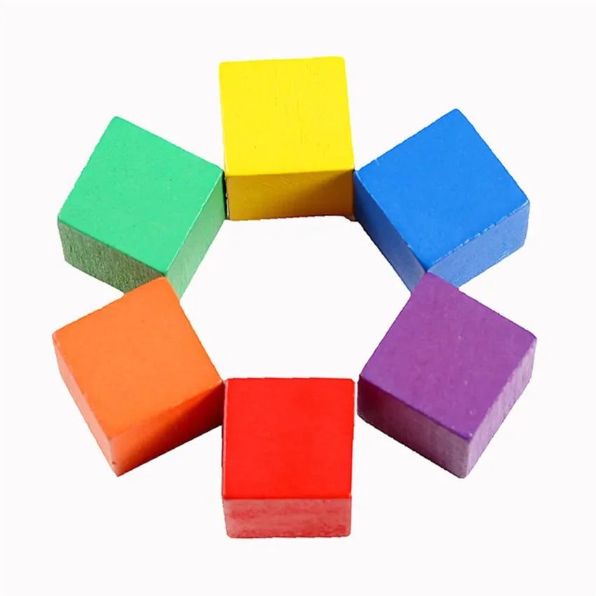 30pcs Colorful Kids Wooden Cube Building Blocks Toy Squares Stack High Game Brick Educational Toys for Boys Girls Birthday Gift