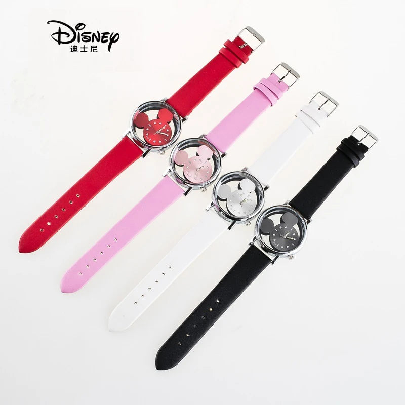 Disney Mickey Mouse Watches with double-sided hollow Children's Watch For Student Boys Girl birthday Party gifts Watch toys