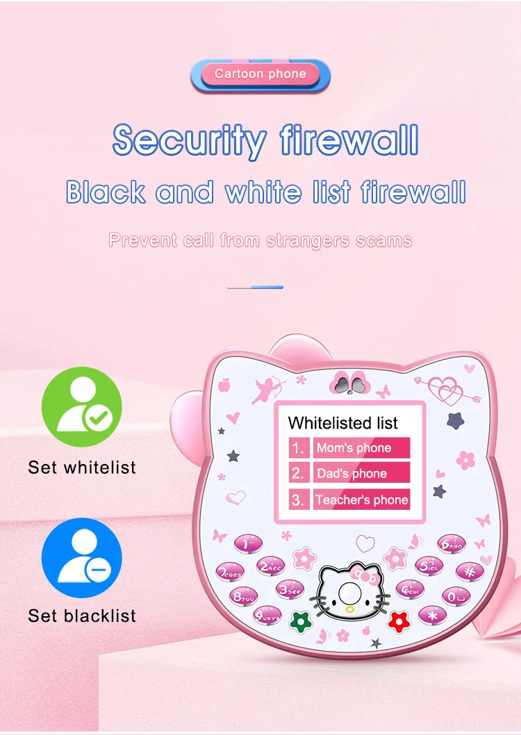 2024 Sanrio Hello Kitty Flip Phone Kawaii K688 Cartoon Kids Taiml Cute Mini Phone Birthday Fashion Girls Gifts Toys For Children