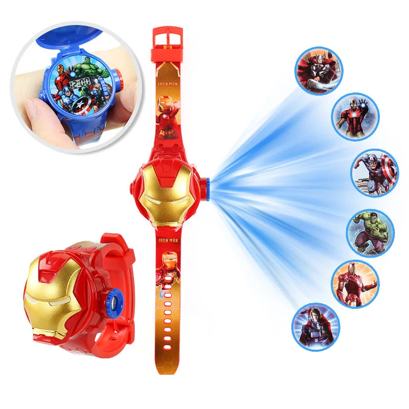 New Cartoon Mickey Mouse Minnie Projection Watch for Children Toys Spiderman Kids Watches Girls Student Gift Digital Clock